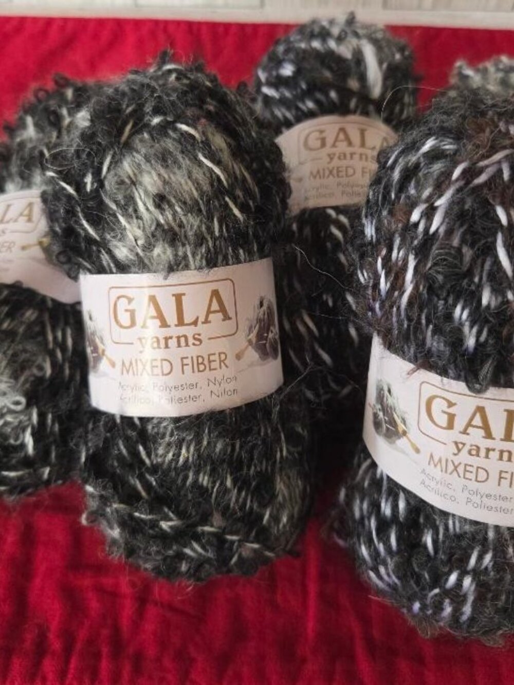 5 Skeins Gala Mixed Fiber Yarn 1.76 oz Each Acrylic Polyester Nylon Yarn